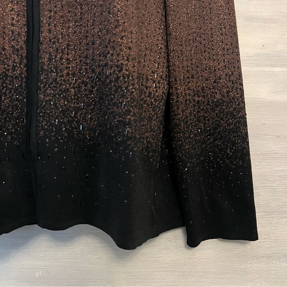 Ming Wang Ombré Bronze Black Beaded Zip Knit Jacket Size Medium Like‎ New - Picture 5 of 9